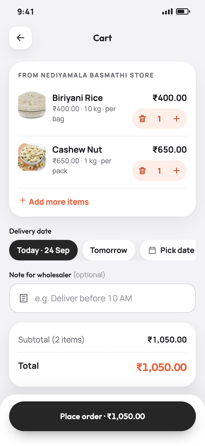 Cart and checkout