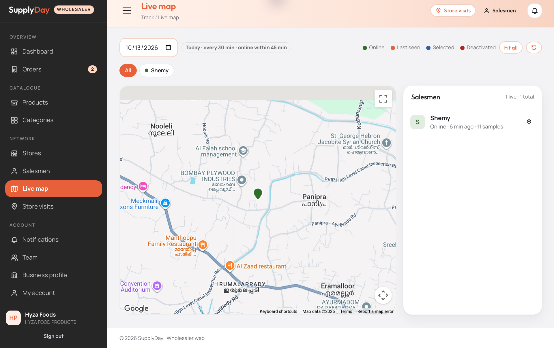 Live salesman map