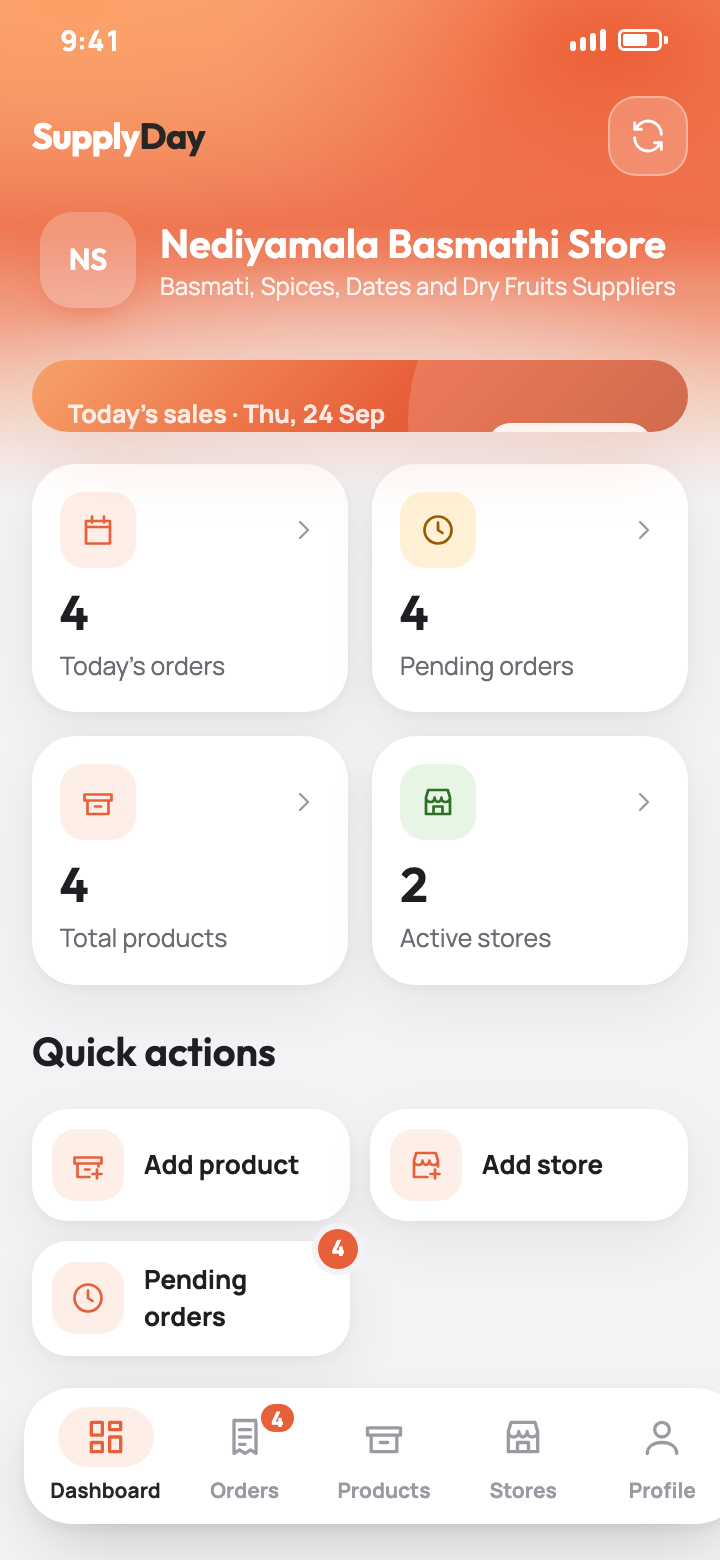 SupplyDayW wholesaler dashboard